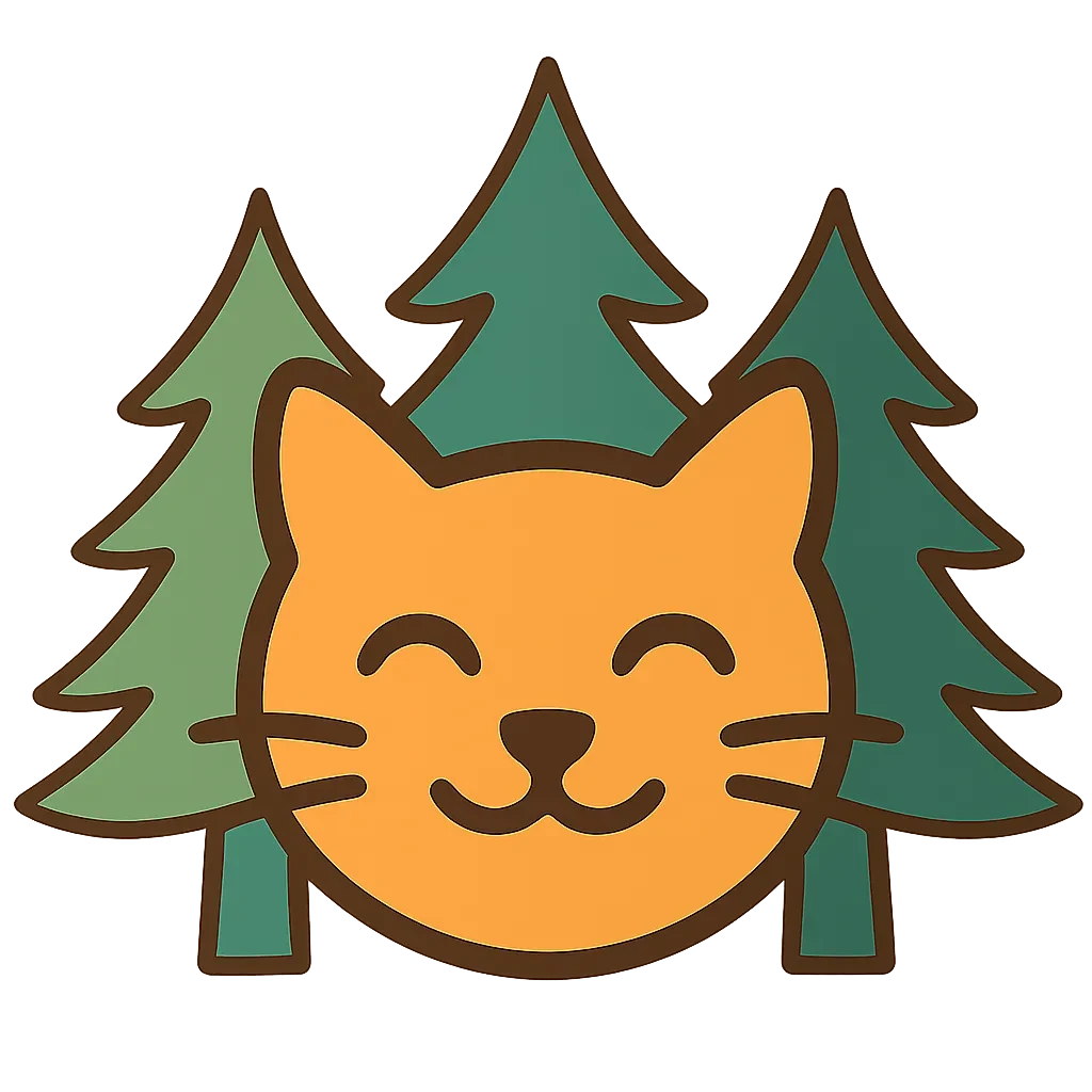 Purrfect Firs woodland cat emblem